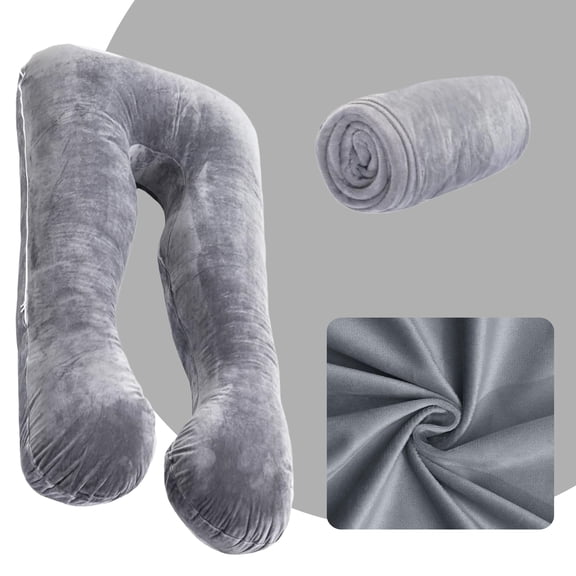 U-Shape Ergonomic Body Pillow for Adults, Maternity Must-Have for Sleeping & Back Support, Pregnancy Essentials with Machine-Washable
