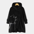 thumbnail image 3 of Women Printed Button Plush Tops Hooded Loose Cardigan Wool Coat Winter Jacket, 3 of 9