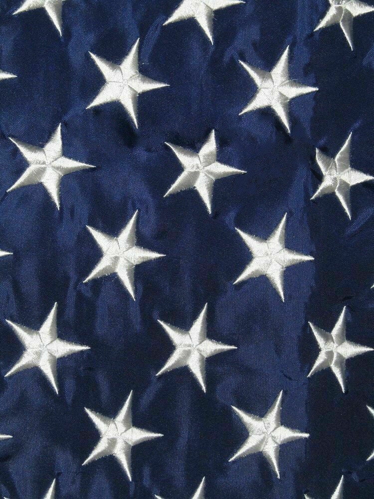 3X5 FT USA Embroidered White Sleeve Pole Pocket Deluxe Nylon Stars American Flag