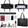thumbnail image 2 of Laptop Bag for Women 15.6 Inch Laptop Tote Bag Leather Classy Computer Briefcase for Work Waterproof Handbag Professional Shoulder Bag Women Business Office Bag Large Capacity Black, 2 of 6
