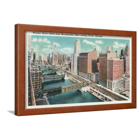 Chicago, Illinois, Southern Aerial View of Wacker Drive taken from Merchandise Mart Framed Print Wall Art By Lantern (Best Towns In Southern Illinois)