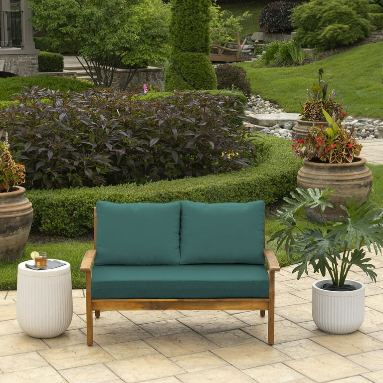 Arden Selections Outdoor Loveseat Cushion Set 48 x 24 Water Repellent Fade Resistant Cushion Set for Couch Bench and Swing 48 x 24 Peacock Blue