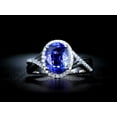 thumbnail image 3 of 8x6mm Oval Shape Inexpensive 2 Carat Blue Sapphire And Moissanite Diamond Infinity Engagement Ring in 10k White Gold, 3 of 5