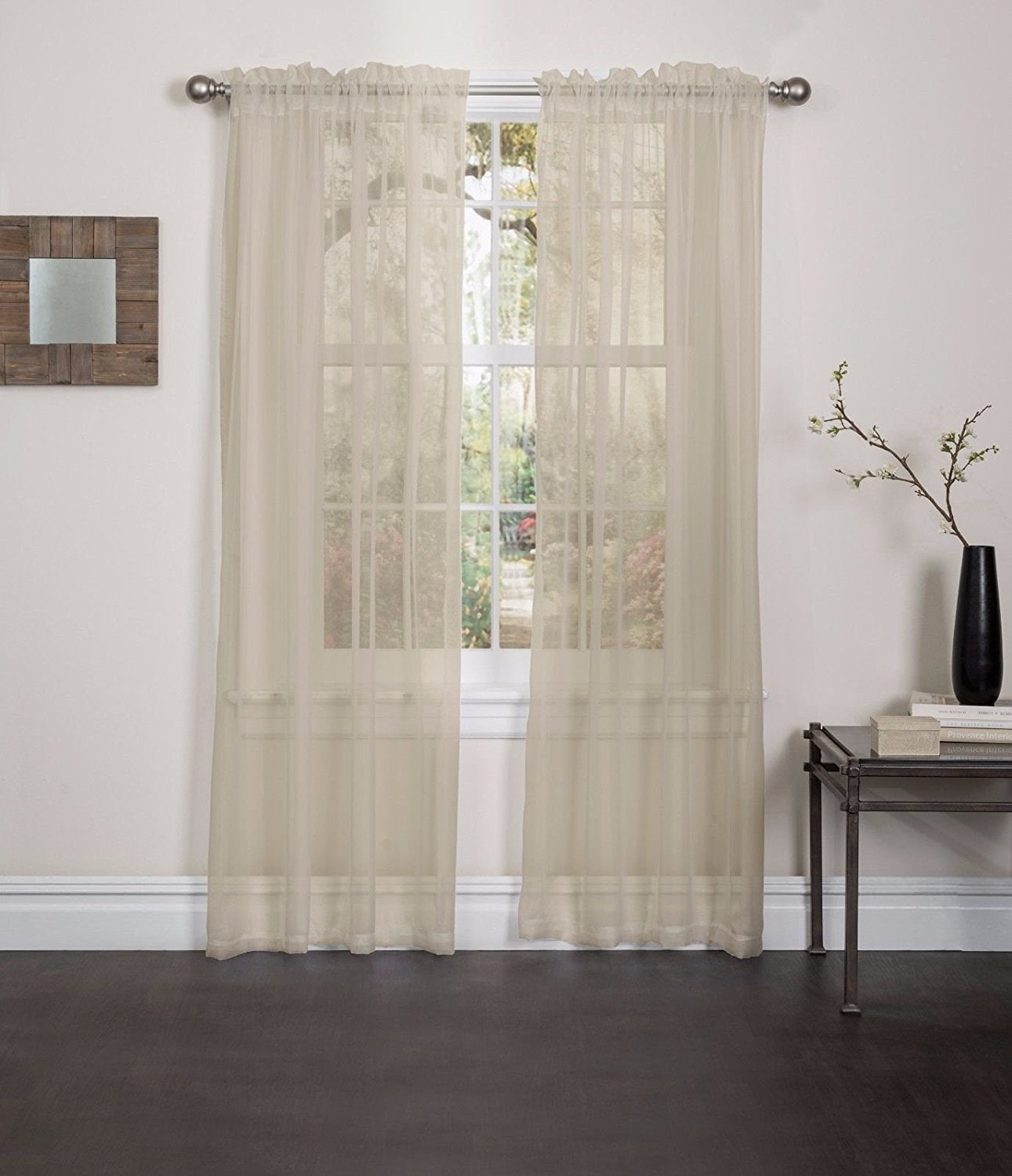 Linen Store 2 Piece 54"x84" Sheer Voile Window Curtain Rod Pocket Panels - Picture 11 of 12