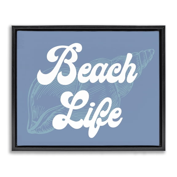Stupell Industries Rustic Lodge Retro Beach Life Phrase Black Floating Frame Canvas Art, 21 x 17, by Lil' Rue