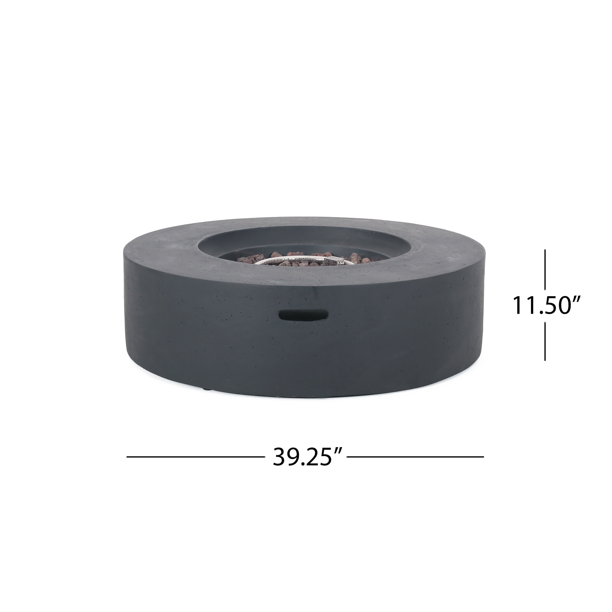 Mayfair Lightweight Concrete Outdoor 50,000 BTU Circular Fire Pit (No Tank Holder), Dark Gray