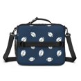 thumbnail image 2 of Football Outline Blue Pattern Insulated Lunch Bag with Shoulder Strap and Bottle Holder,Bento School Lunch Bag Box,11x9.5x3.5 Inches, 2 of 5