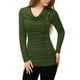thumbnail image 1 of Top acanalado Allegra K con botones y mangas largas Cuello vuelto para mujer Verde S, 1 of 5