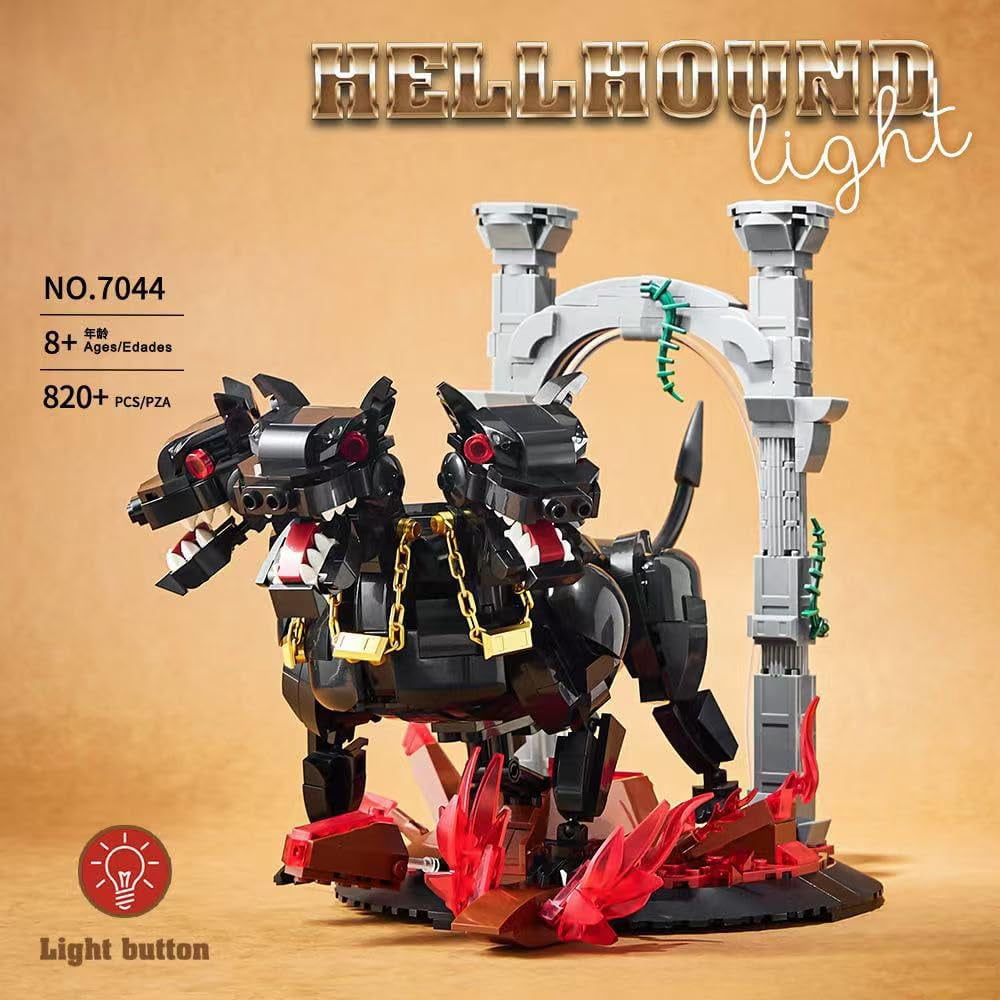 Remocguys Harry 3-Head Hellhound Dog Building Set with Light Compatible with Lego Animal Decor for Adults 820Pcs