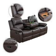 Brown Leather Recliner Sofa Luxurious Seating with Leather Finish, Ergonomic Design, and Adjustable Backrest, Compact Reclining Sofa for Small Spaces/RVs, Home Theaters, Houses, and Offices.