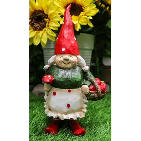 Ebros Gift Whimsical Garden Mrs Gnome Grandmother Statue 9.5” High, Weatherproof Resin