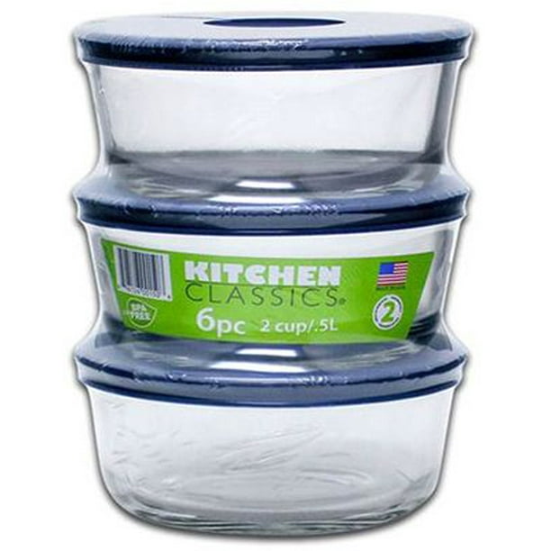 Kitchen Classics 19582629LIB Food Storage Set, Glass, 6Pc. Quantity 1