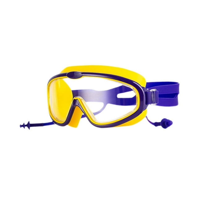 koolsoo Kids Swim Goggles No Leakage Big Frame Wide Vision Comfortable with Earplugs Yellow