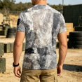 thumbnail image 4 of Homeyce Men's Crew Neck Camo Shirts Short Sleeve Button Camo Shirts Classic Vintage Camouflage T-Shirts Crew Neck Pullover Tees Tops,Brown 3XL, 4 of 5