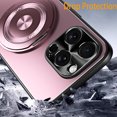 thumbnail image 6 of ELEHOLD Hybrid Frosted Plating Rugged Case For iPhone 13 Pro – PC + TPU Magnetic Shockproof Cover, MagSafe Compatible, with 360° Rotatable Ring Stand & Lens All-Inclusive Design, Pink, 6 of 7