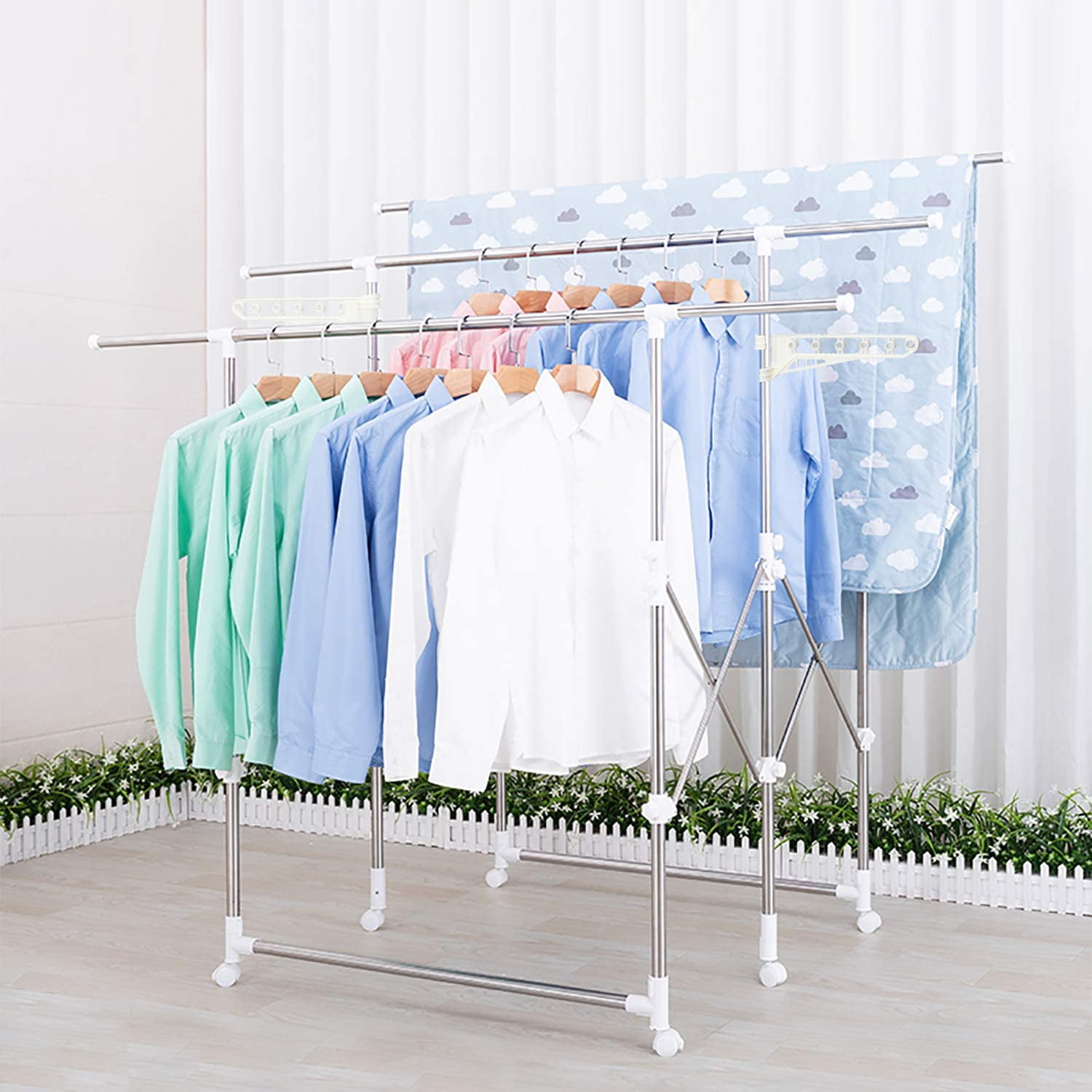 18M METAL CONCERTINA DRYING AIRER FOLDING TOWEL LAUNDRY RACK RAIL GULLWING DRYER 