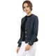 thumbnail image 4 of Chaqueta de mezclilla con cuello redondo y botones de manga larga con volante recortado y peplum para mujer Azul XL, 4 of 6