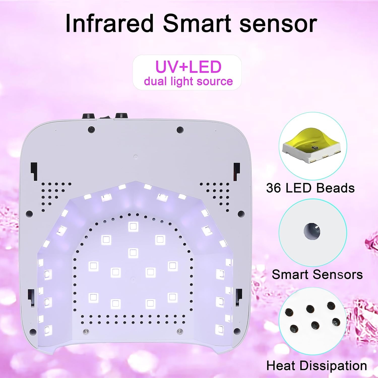 72W Cordless Led Nail Lamp, Rechargeable Nail Dryer, Portable Gel UV Led Nail Light with 4 Timer Setting Sensor, Professional Wireless Gel Nail Lights Nail Art Manicure Tools for Home and Salon
