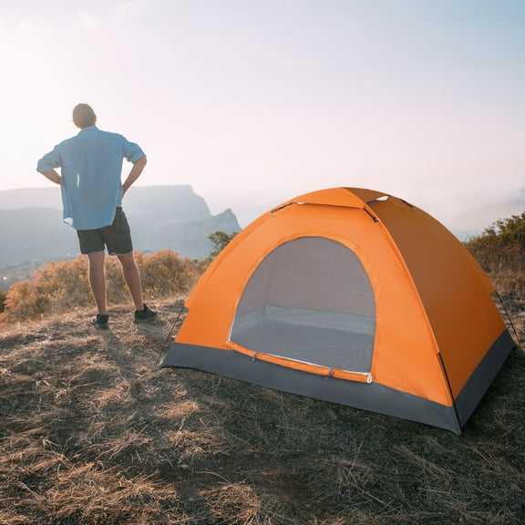 BaytoCare Camping Tent Orange Automatic Pop Up Oxford Tent for Single Person