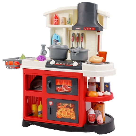Play Kitchen, Kitchen Playset with 52pcs Kitchen Toys, Play House Accessories with Spray Stove, Sink, Oven, Dishwasher