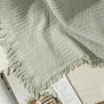thumbnail image 2 of 100% Cotton Throw Blanket with Fringe Tassels Wraps Cover for Bed Couch and Living Room Sofa,Chair 50x60 Inches, Green, 2 of 16