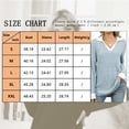 thumbnail image 4 of TEMOFON womens long sleeve Tops V-Neck Pullover Ribbed Knitted Lightweight Sweaters Fall Casual Lapel Collar Jumpe Blouse BLUE, 4 of 4