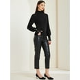 thumbnail image 3 of DARING DIVA Ribbed Long Sleeve Turtleneck Stretch Knit Sweater Top S Black, 3 of 6