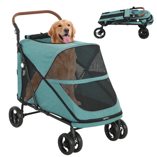 PawHut Dog Stroller Easy Fold Pet Stroller for Large Dogs Turquoise
