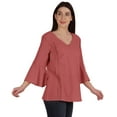 thumbnail image 2 of Moomaya Tunique en Coton à Manches Cloche pour Femmes Col en V Simple Top Schiffli d'Été, 2 of 7