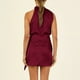 thumbnail image 5 of Vestido Corto De Satén Mini vestidos de mujer sin mangas con cuello simulado vestido de línea A para cóctel (rojo vino M) Cgtredaw Para estrenar, 5 of 6