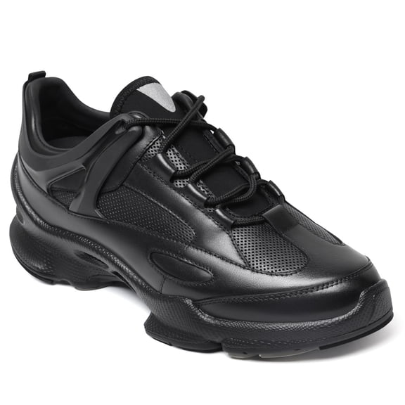 CMR CHAMARIPA Elevator Shoes For Men - Black Leather Sneakers That Make You Taller 7CM / 2.76 Inches