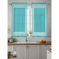 thumbnail image 2 of Aqua White Geometric Tier Curtains 45 Inch Length, Sheer Curtains for Bedroom Living Room Window, Country Greece Key Art Rod Pocket Voile Drapes Kitchen Curtains Small Half Window 27.5"x45" 2 Panels, 2 of 7