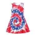 thumbnail image 3 of Renewold Blue Red Whilpool Tie Dye Tank Top Dress for Girls Fashion Stars Crewneck Sleeveless Party Midi Dresses 7-8T Youth Knee Length Twirly Sundress, 3 of 6