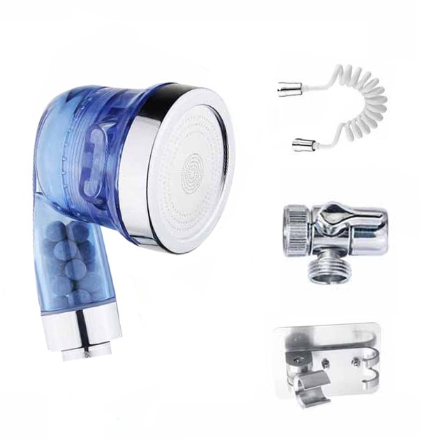 Rociador de baño con cabezal de ducha de mano de plástico ABS con soporte, ion negativo Vogacara HA000424-01B