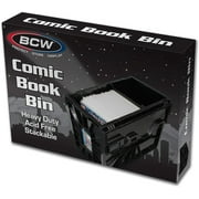BCW SHORT COMIC BOOK BIN - Black Plastic Storage Box w One Partition 1-Box