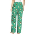 thumbnail image 3 of Uemuo Bulldog Puppy Flower Pattern Women's Wide Leg Palazzo Lounge Pants with Pockets Light Weight Loose Comfy Casual Pajama Pants-Small, 3 of 9