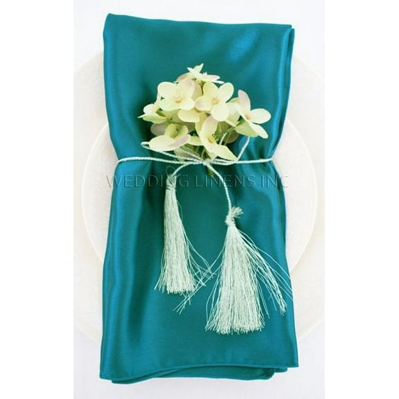 Wedding Linens Inc. (10pcs) 20'' x20" Satin Table Napkins for wedding Party Decoration events - Peacock
