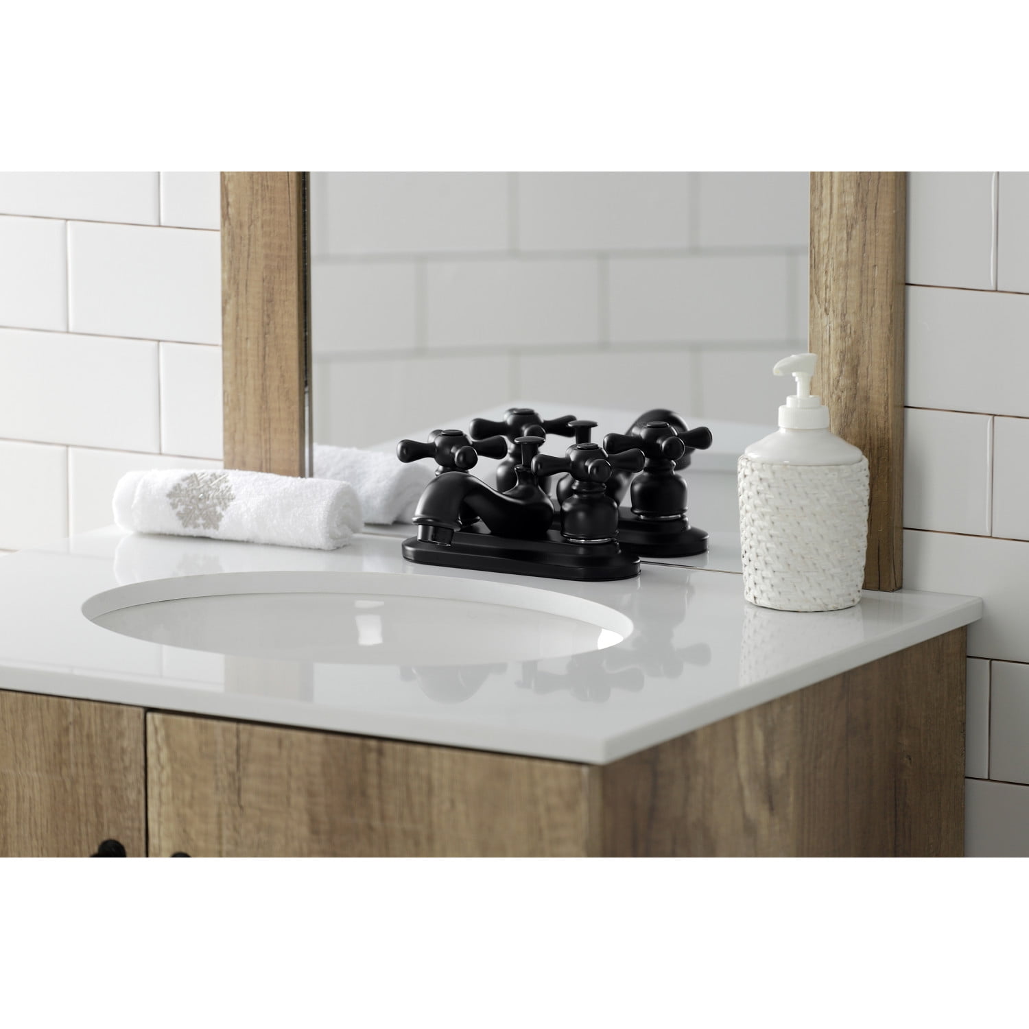 Kingston Brass KB600AX Restoration 4 in. Centerset Bathroom Faucet, Matte Black