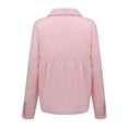 thumbnail image 4 of Uhndy Oversized Baggy Cotton Linen Button Down T-Shirt Blouse Tops For Women Ladies Vintage Winter Thin Linen V-Neck Tunic Tops Basic Tee Ol Office Work T-Shirt A-Pink 2XL, 4 of 6