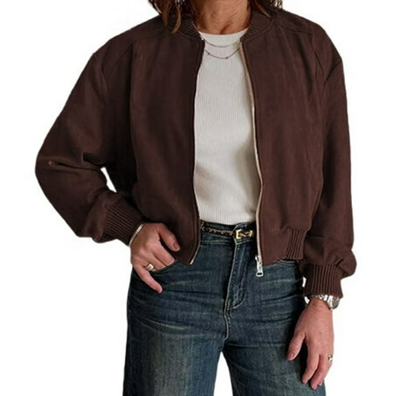 Women'S Faux Suede Jacket Cropped Zip Up Loose Fit Shacket Stylish Fall Winter Outerwear Wine Red XXL