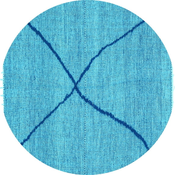 Ahgly Company Indoor Round Abstract Light Blue Modern Area Rugs, 3' Round