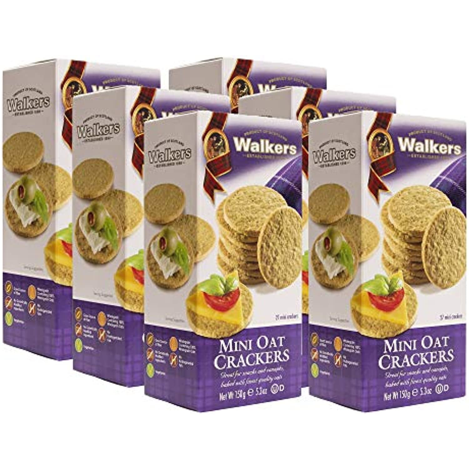 Walkers Shortbread Mini Oat Crackers, 5.3 Ounce Box (Pack Of 6)