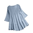 thumbnail image 2 of ORQ Women Lace Pleated 3/4 Sleeve V-Neck Solid Top, 2 of 2