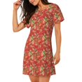 thumbnail image 2 of Fotbe Strawberry Bata de Dormir para Mujer con Estampado, Camisón de Algodón de Manga Corta, Ropa de Dormir Casual, 2 of 6