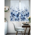 thumbnail image 4 of Blue Blooms Floral Sheer Curtains 63 Inch Length 2 Panels Set Window Treatments, Spring Flowers Botanical Blue Ombre Rod Pocket Semi Curtains for Living Room/Bedroom/Kitchen Décor, 104"W x 63"L, 4 of 7
