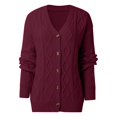 thumbnail image 3 of Cardigan Sweaters for Women Long Sleeve V-Neck Button Down Cable Knit Sweater Jacket Coat Womens Cardigan Sweaters, 3 of 6