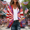 thumbnail image 2 of lcziwo Womens 4th of July Outfit Fashion American Flag Graphic Cover Ups Kimono Summer Open Front 3/4 Sleeve Chiffon Cardigans Red XL, 2 of 7