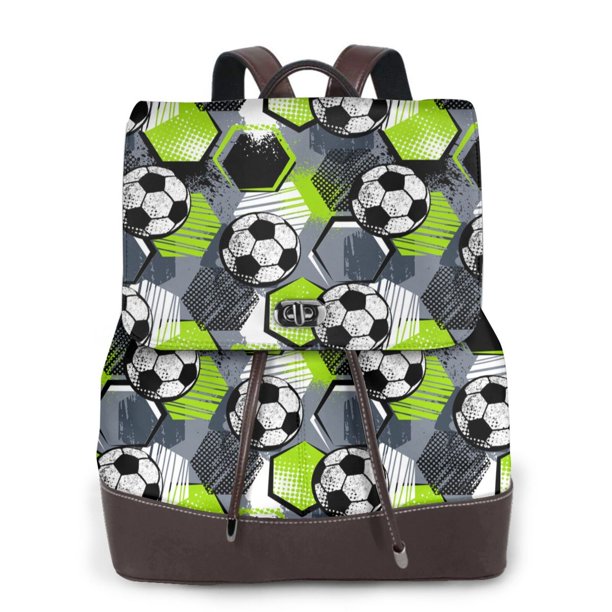 Easygdp Football Mochila de Cuero para Mujeres, Bolso de Hombro, Bolsos de Mano de Moda para Trabajo y Viajes