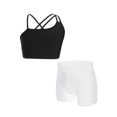 thumbnail image 6 of Miutii Kids Girls Sports Yoga Workout Outfits Backless Tank Top Camisole Vest with V-Front Waistband Black&White 12, 6 of 9