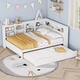 thumbnail image 2 of Bellemave Full Size Daybed with Bookcase and Trundle, L-Shape Daybed with USB Ports and Shelves, Wood Full Platform Bed Frame with Storage for Living Room, Bedroom and Guest Room（White), 2 of 8